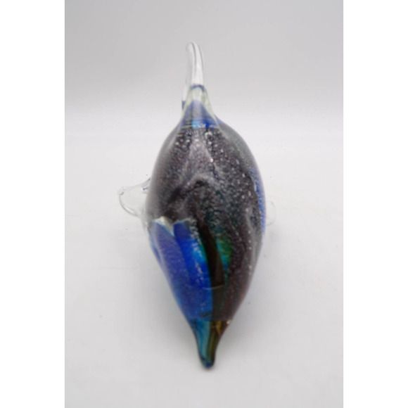 Murano Dolphin Figurine Crystal Glass Blown Paperweight Multicolor Ocean Tropic - Picture 5 of 9